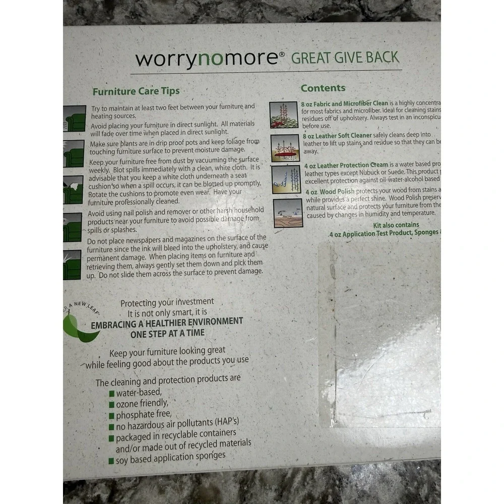 Worry No More Wood Leather Fabric Furniture Protection & Cleaning Kit by UNITERS